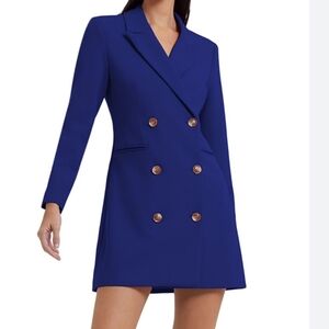 French Connection Blue Double-Breasted Mini Dress